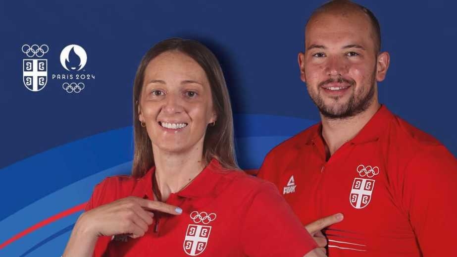 Maja Ognjenović i Dušan Mandić nosioci zastave Srbije na ceremoniji otvaranja Olimpijskih igara u Parizu 2024.